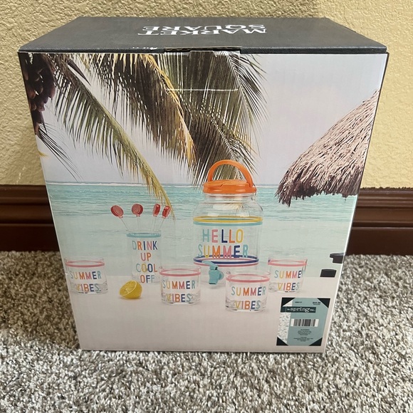 NWT Hello Summer Dispenser & Drinkware - 10 Piece Set - Picture 5 of 7